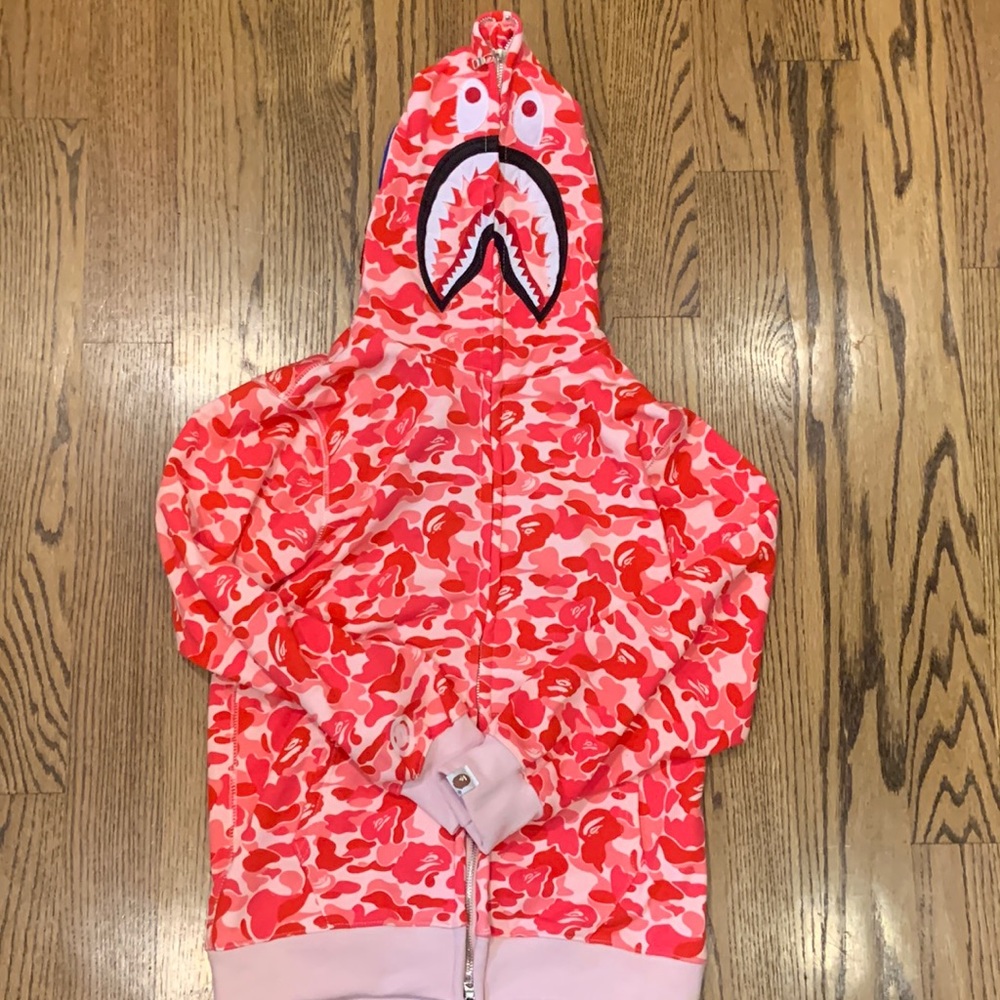 BAPE Camo Shark Hoodie Full Zip Hoodie (Pink)